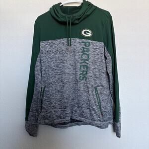 VTG Womens Green Bay Packers Hoodie Athletic Fit Gray Green Med